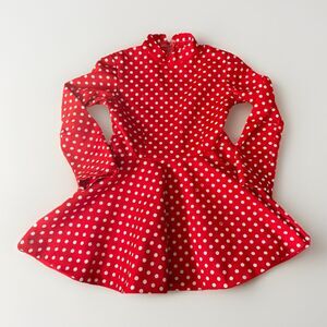 Vintage Girls Hand Sewn Red Polka Dot Long Sleeve Dress Size 3/4?